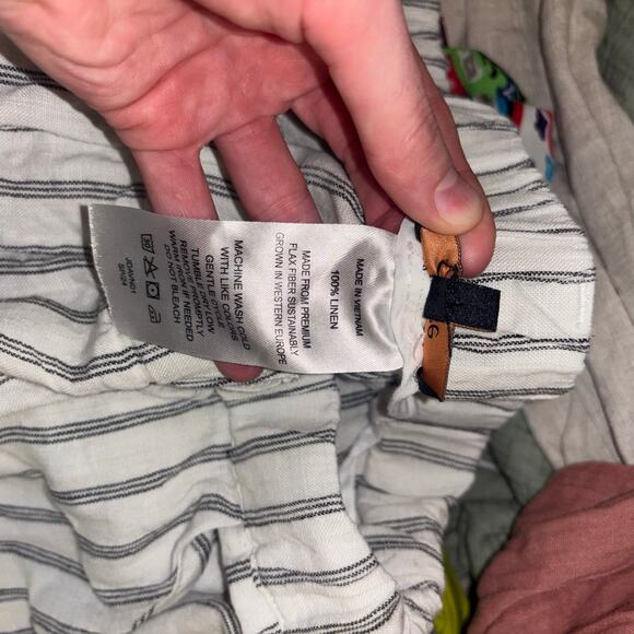 Quince 100% Linen Striped Pull On Pants – Size XS White and Black Striped Pants - Picture 15 of 16